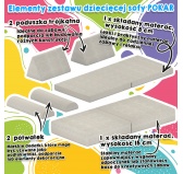 Modułowa sofa dla dzieci z miękkiego sztruksu, zestaw 6 elementów, kolor piaszczysty zmierzch