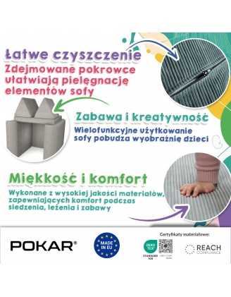 Modułowa sofa dla dzieci z miękkiego sztruksu, zestaw 6 elementów, kolor piaszczysty zmierzch