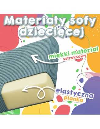 Materac 160×80×8 cm do modułowej sofy dziecięcej z miękkiego sztruksu, kolor szarość króliczka