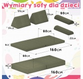 Poduszka półwałek 80×22×12 cm do modułowej sofy dziecięcej z miękkiego sztruksu, kolor leśna zieleń