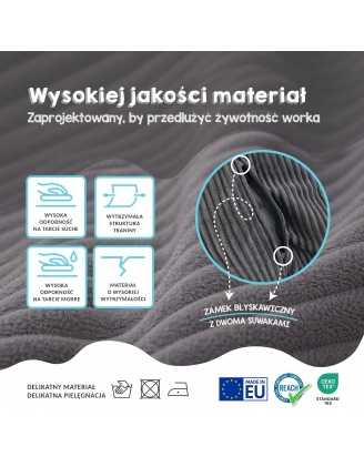 Worek na zabawki | Zamienia się w wygodną pufę | Sztruks | 85x85x50 cm | Ciepły karmel