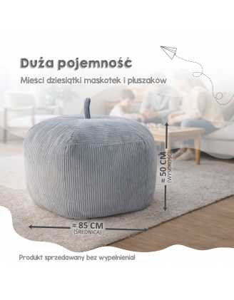 Worek na zabawki | Zamienia się w wygodną pufę | Sztruks | 85x85x50 cm | Błękitna laguna