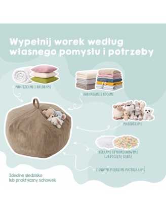 Worek na zabawki | Zamienia się w wygodną pufę | Sztruks | 85x85x50 cm | Nocne niebo