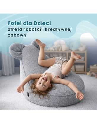 Pufa z uszami dla dzieci | Bouclé | 68x68x50 cm | Kolor cukierkowy róż