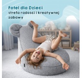 Pufa z uszami dla dzieci | Bouclé | 68x68x50 cm | Kolor błękitny maluszek