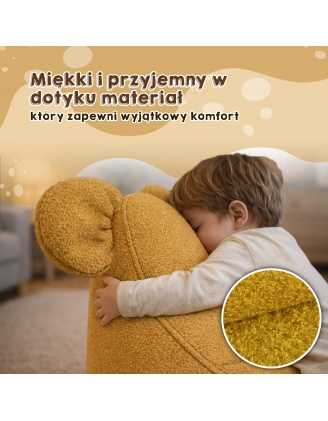Pufa z uszami dla dzieci | Bouclé | 68x68x50 cm | Kolor błękitny maluszek