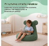 Pufa z uszami dla dzieci | Bouclé | 68x68x50 cm | Kolor przytulny beż