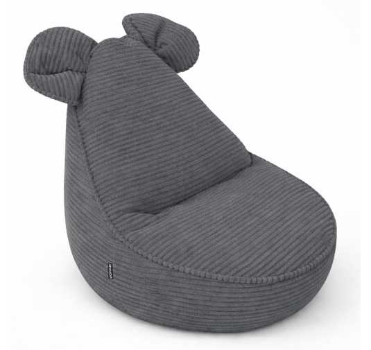 Pufa z uszami dla dzieci | Sztruks | 68x68x50 cm | Kolor nocny kamyk