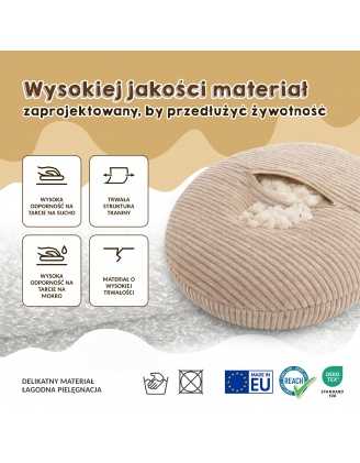 Pufa z uszami dla dzieci | Sztruks | 68x68x50 cm | Kolor nocne niebo