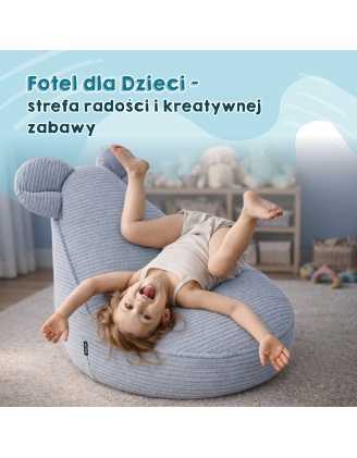 Pufa z uszami dla dzieci | Sztruks | 68x68x50 cm | Kolor błękitna laguna