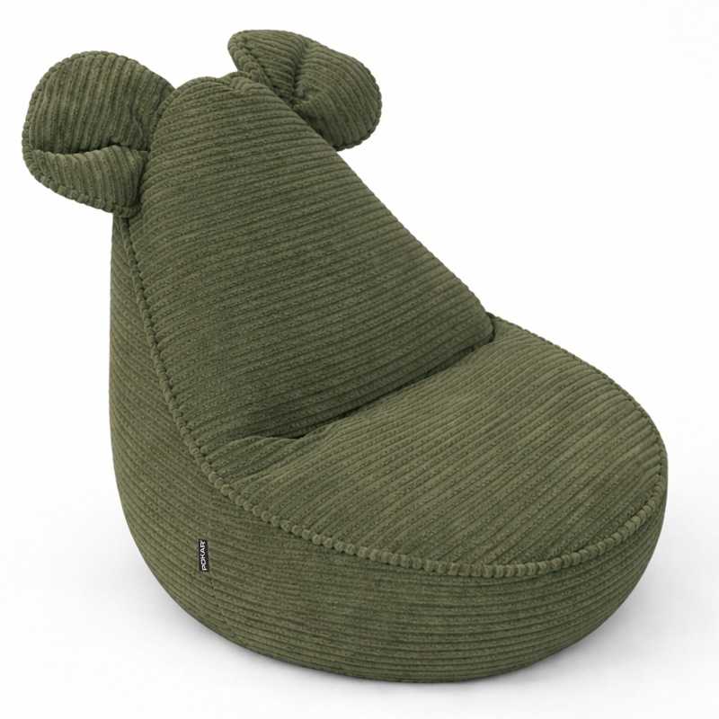 Pufa z uszami dla dzieci | Sztruks | 68x68x50 cm | Kolor wiosenny groszek