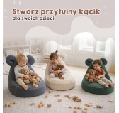 Pufa z uszami dla dzieci | Sztruks | 68x68x50 cm | Kolor czekoladowy brąz