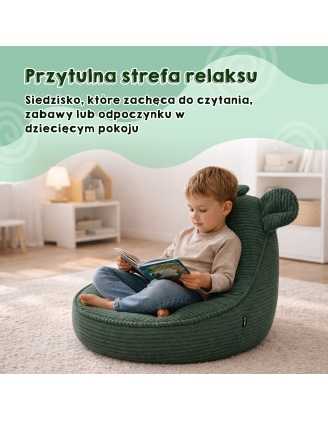 Pufa z uszami dla dzieci | Sztruks | 68x68x50 cm | Kolor czekoladowy brąz