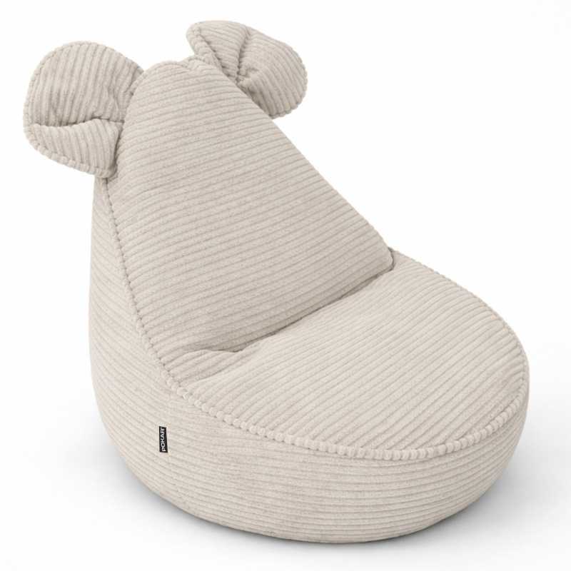 Pufa z uszami dla dzieci | Sztruks | 68x68x50 cm | Kolor piaszczysty zmierzch
