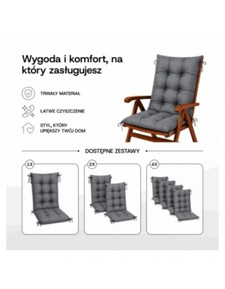 Poduszka pikowana na krzesło | Wodoodporna | 120x50x10 cm | Kolor antracyt
