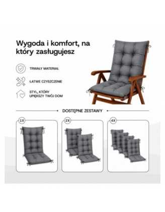 Poduszka pikowana na krzesło | Wodoodporna | 120x50x10 cm | Kolor szary