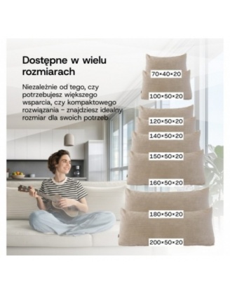 Poduszka oparciowa sztruksowa | Do czytania, na łóżko lub sofę | 150x50x20 cm | Kolor zielony