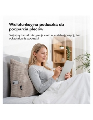 Poduszka oparciowa sztruksowa | Do czytania, na łóżko lub sofę | 140x50x20 cm | Kolor ciemny brąz