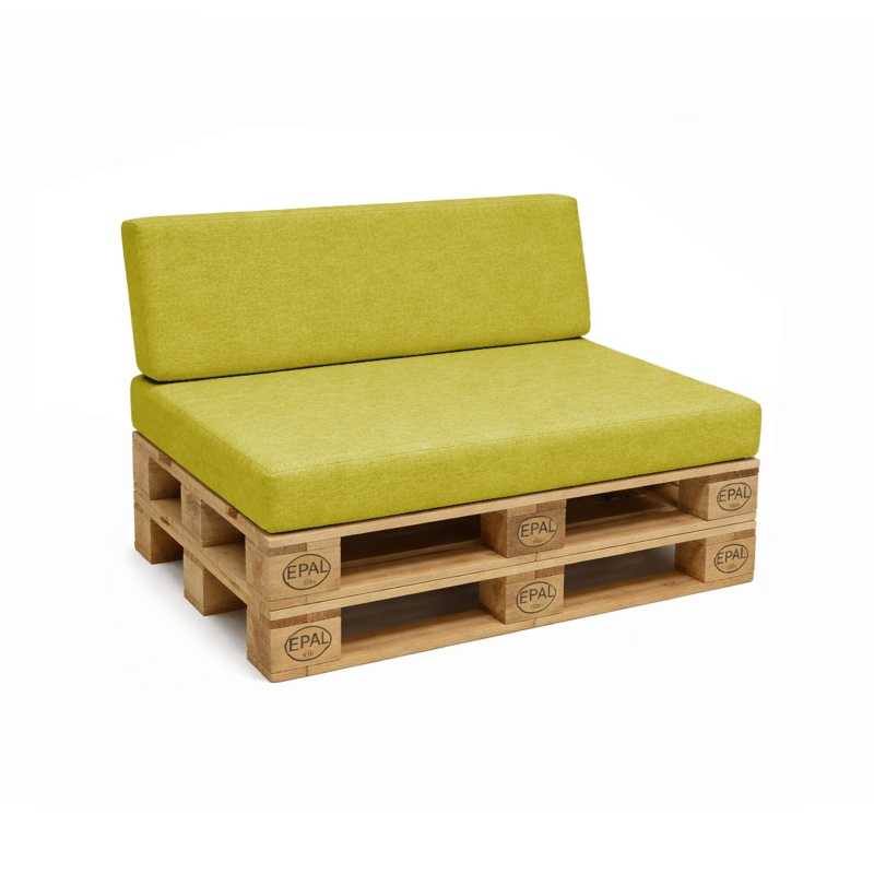 Zestaw 2 poduszek ogrodowych na palety 120x80 + 120x40, Limonka