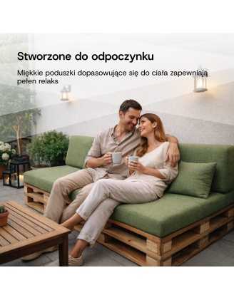 Zestaw 2 poduszek ogrodowych na palety 120x80 + 120x40, Limonka