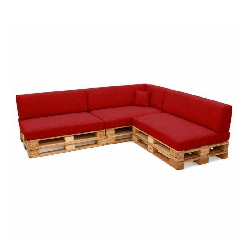 Zestaw 8 poduszek ogrodowych na palety, Czerwony