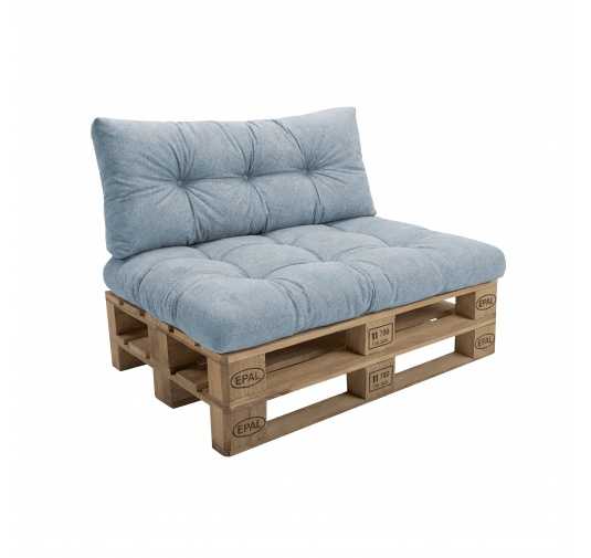 Zestaw 2 poduszek ogrodowych pikowanych 120x80 + 120x40 Niebieski