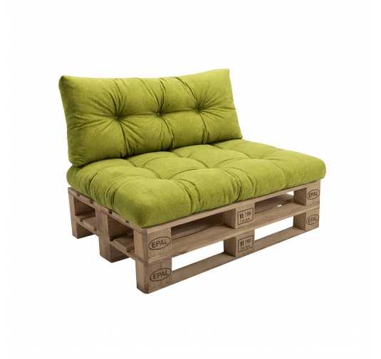 Zestaw 2 poduszek ogrodowych na palety pikowanych 120x80 + 120x40, Limonka