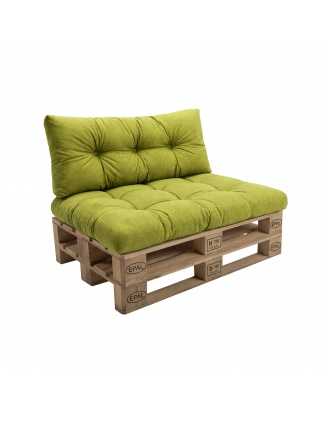 Zestaw 2 poduszek ogrodowych na palety pikowanych 120x80 + 120x40, Limonka