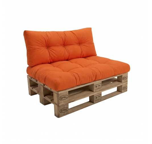 Zestaw 2 poduszek ogrodowych na palety pikowanych 120x80 + 120x40, Pomarańczowy