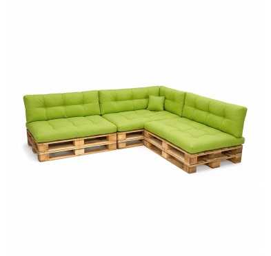 Zestaw 8 pikowanych poduszek ogrodowych na palety, Limonka