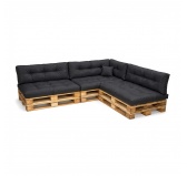 Zestaw 8 poduszek ogrodowych na palety, wodoodporne, pikowane, Czarny Zestaw 8 poduszek ogrodowych na palety, wodoodporne, pikowane, Czarny