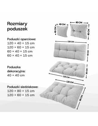 Poduszka boczna pikowana na palety | Sztruks | 60x40 cm | Kolor niebieski