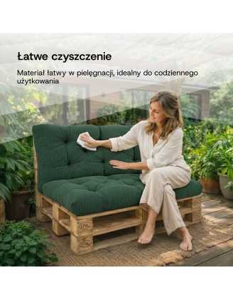 Zestaw 6 poduszek ogrodowych pikowanych na palety | Sztruks | Kolor niebieski