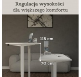 POKAR Biurko ze stelażem elektrycznym białym Jasnoszare 175x80