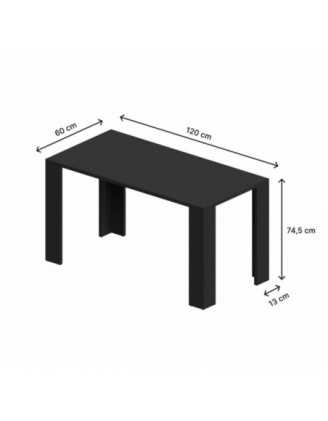 Stół do jadalni, salonu i biura, blat 2.5 cm i nogi w kolorze czarnym, 120x60x75 cm