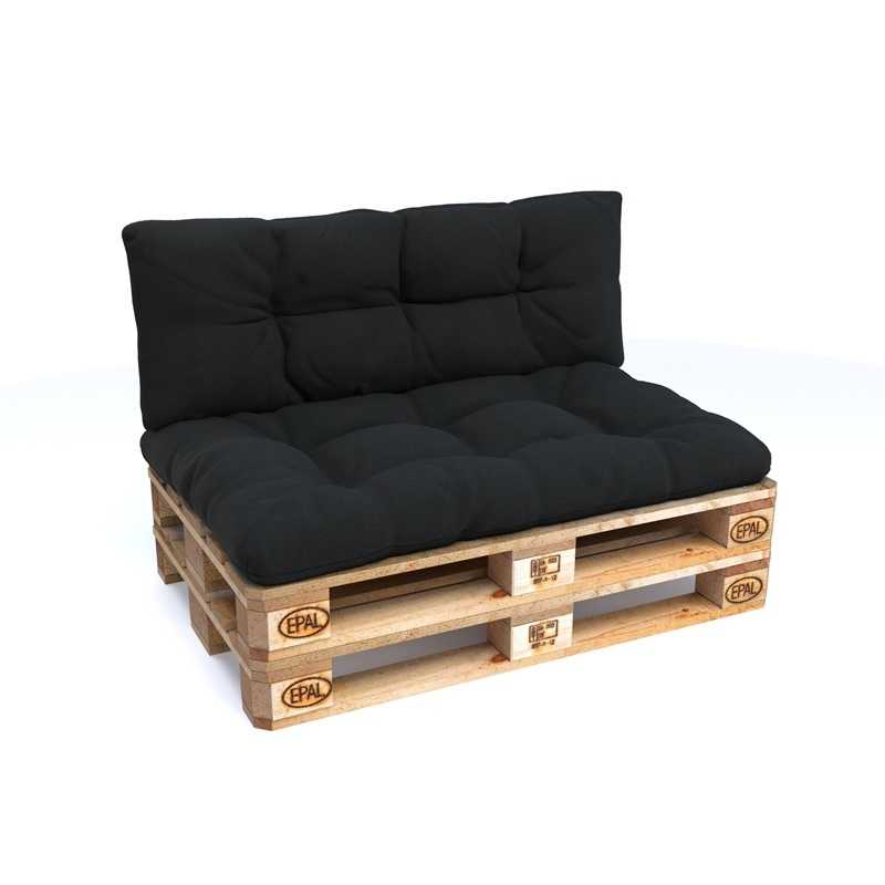Zestaw 2 poduszek ogrodowych pikowanych 120x80 + 120x40 Czarny Zestaw 2 poduszek ogrodowych pikowanych 120x80 + 120x40 Czarny