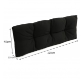 Zestaw 2 poduszek ogrodowych pikowanych 120x80 + 120x40 Czarny Zestaw 2 poduszek ogrodowych pikowanych 120x80 + 120x40 Czarny