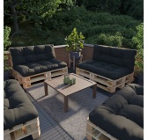 Zestaw 2 poduszek ogrodowych pikowanych 120x80 + 120x40 Czarny Zestaw 2 poduszek ogrodowych pikowanych 120x80 + 120x40 Czarny