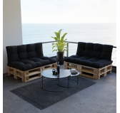 Zestaw 2 poduszek ogrodowych pikowanych 120x80 + 120x40 Czarny Zestaw 2 poduszek ogrodowych pikowanych 120x80 + 120x40 Czarny