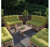 Zestaw 2 poduszek ogrodowych na palety pikowanych 120x80 + 120x40, Limonka Zestaw 2 poduszek ogrodowych na palety pikowanych 120x80 + 120x40, Limonka