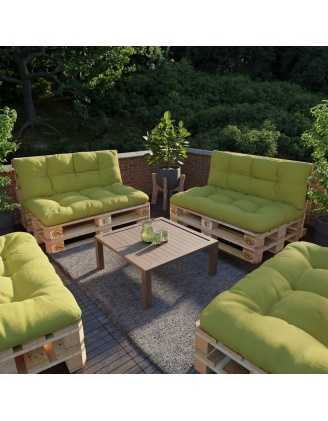 Zestaw 2 poduszek ogrodowych na palety pikowanych 120x80 + 120x40, Limonka