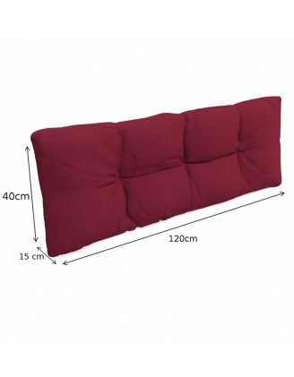 Zestaw 2 poduszek ogrodowych na palety pikowanych 120x80 + 120x40, Bordowy