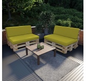 Zestaw 2 poduszek ogrodowych na palety 120x80 + 120x40, Limonka