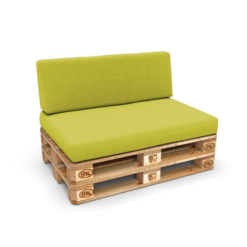 Zestaw 2 poduszek ogrodowych na palety 120x80 + 120x40, Limonka