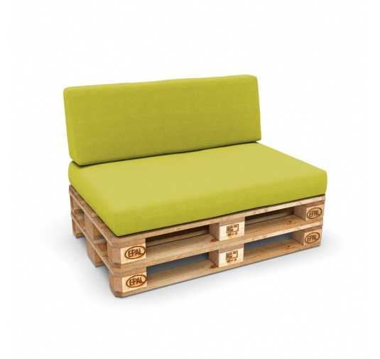 Zestaw 2 poduszek ogrodowych na palety 120x80 + 120x40, Limonka
