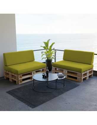 Zestaw 2 poduszek ogrodowych na palety 120x80 + 120x40, Limonka