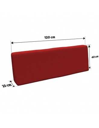 Zestaw 2 poduszek ogrodowych na palety 120x80 + 120x40, Czerwony