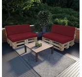 Zestaw 2 poduszek ogrodowych na palety 120x80 + 120x40, Bordowy