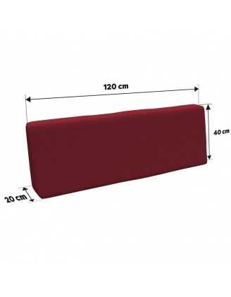 Zestaw 2 poduszek ogrodowych na palety 120x80 + 120x40, Bordowy