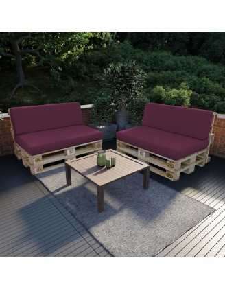 Zestaw 2 poduszek ogrodowych na palety 120x80 + 120x40, Fioletowy